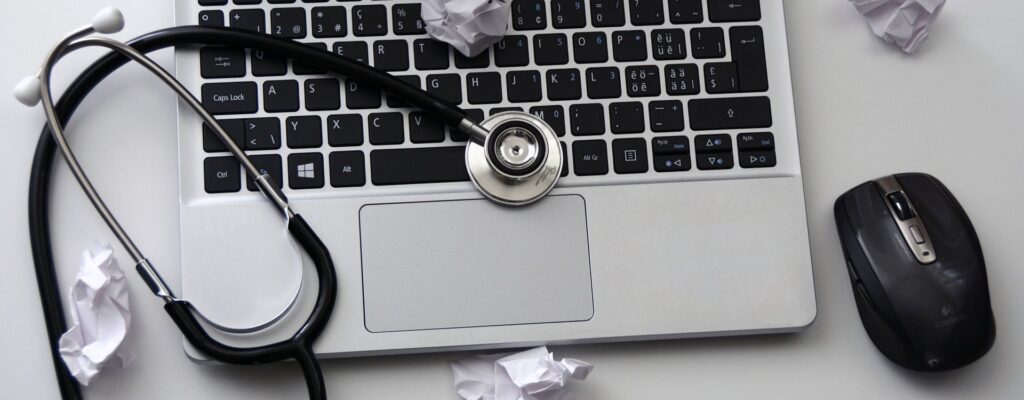 Laptop, Mouse, Stethoscope, Notebook, Keyboard